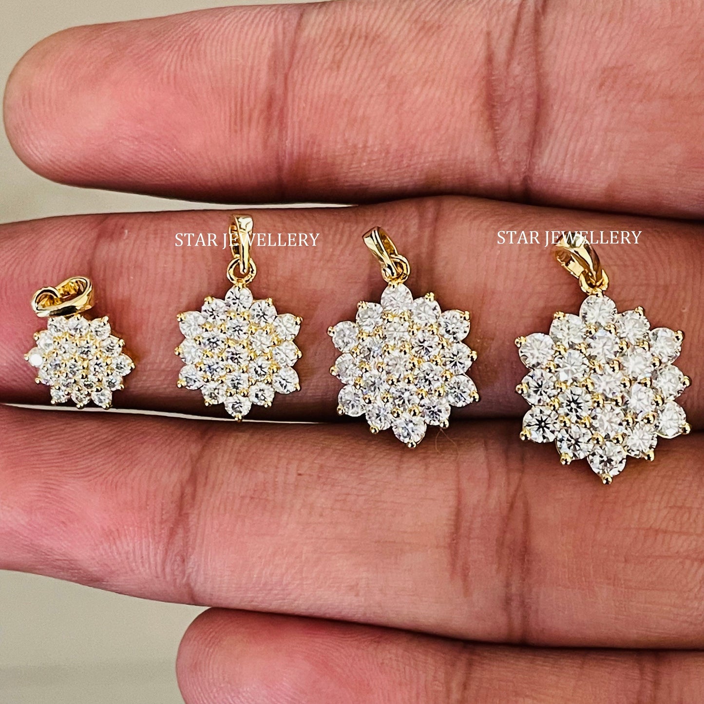925 Sterling Silver VVS Moissanite Cluster Pendant