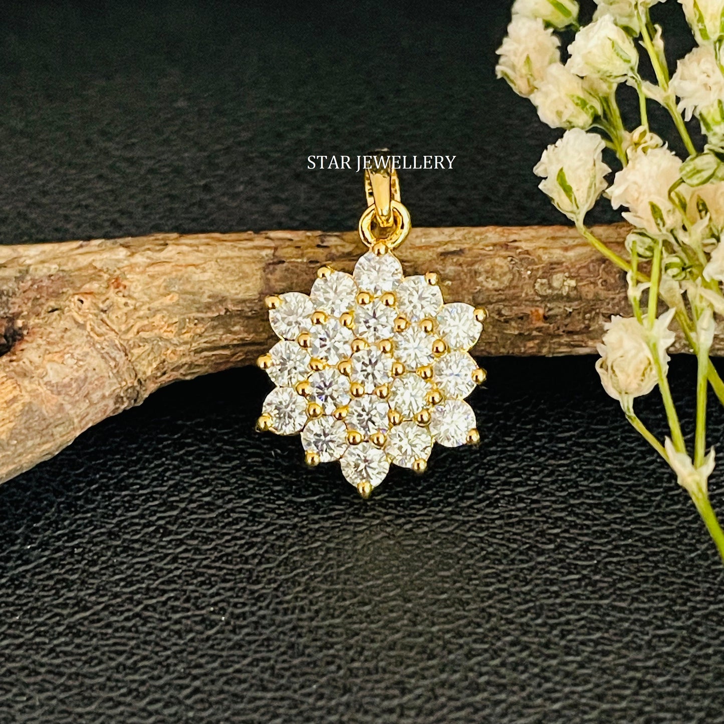 925 Sterling Silver VVS Moissanite Cluster Pendant