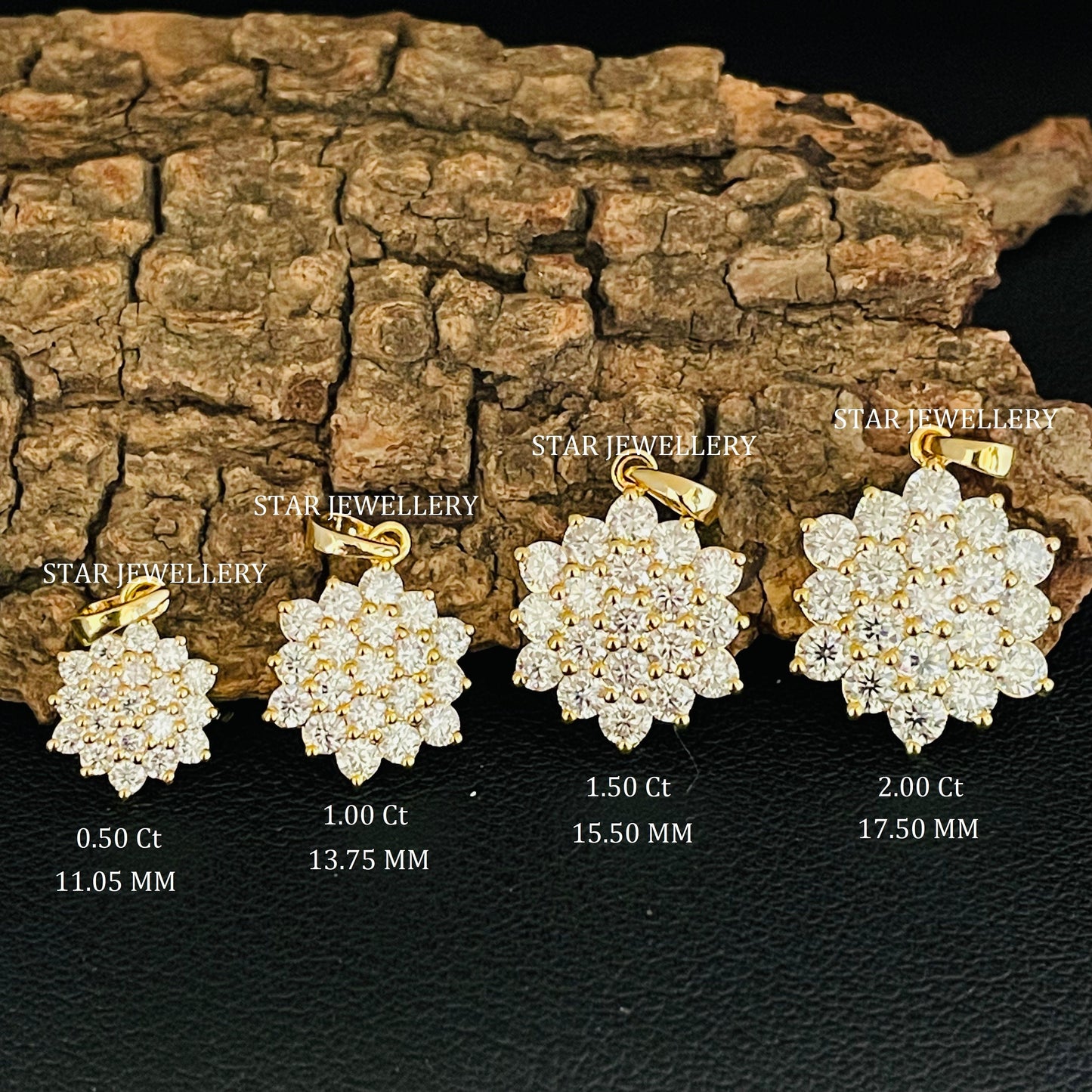 CVD Diamond Cluster Pendant in 14K Solid Gold