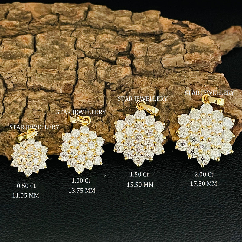 CVD diamond cluster pendant in 14K solid gold