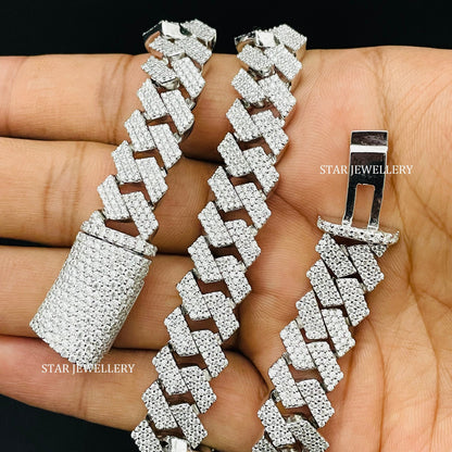 VVS Moissanite 14 MM Wide Unisex Diamond Cuban Linked Chain