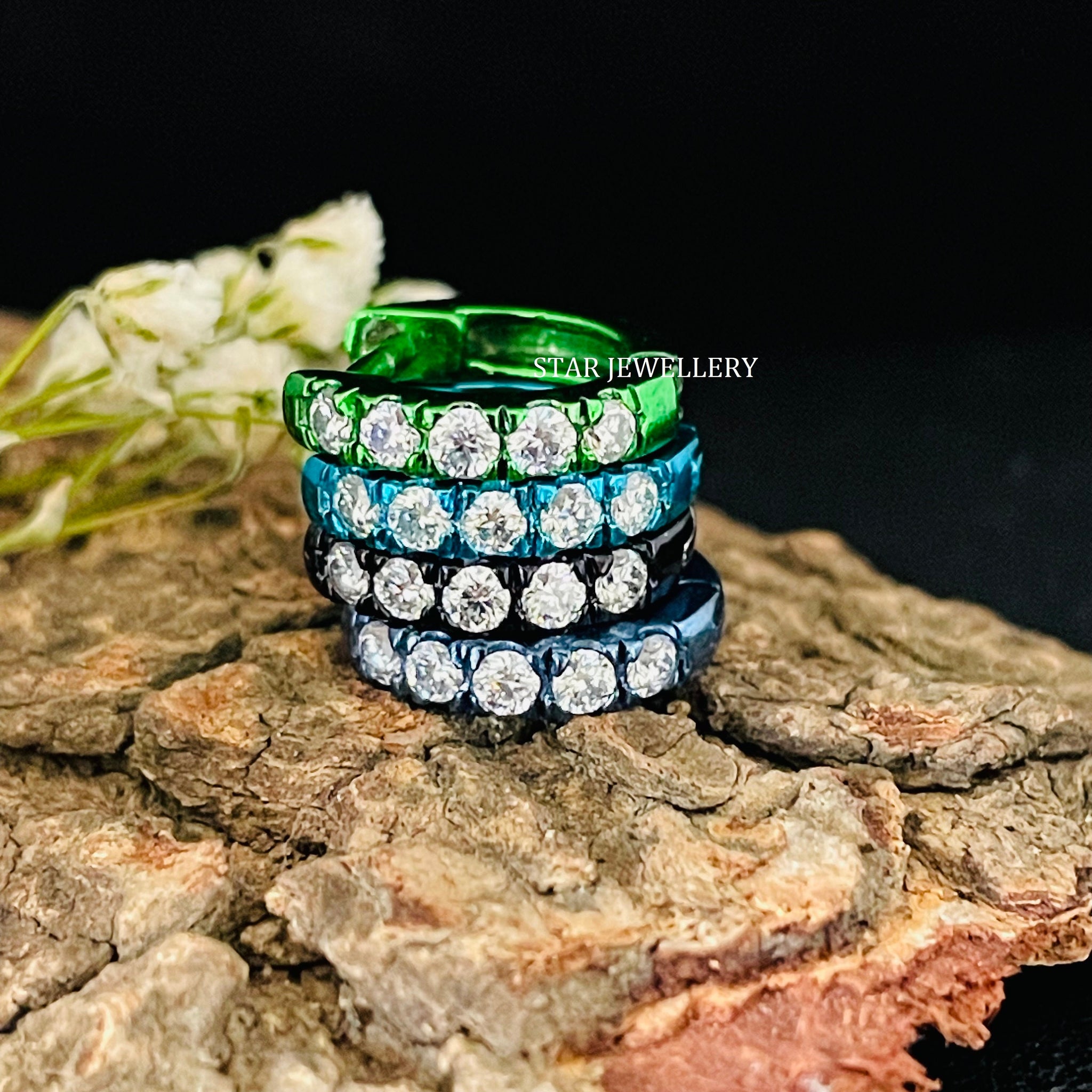 Colored Rhodium Sterling Silver Hoop Earring