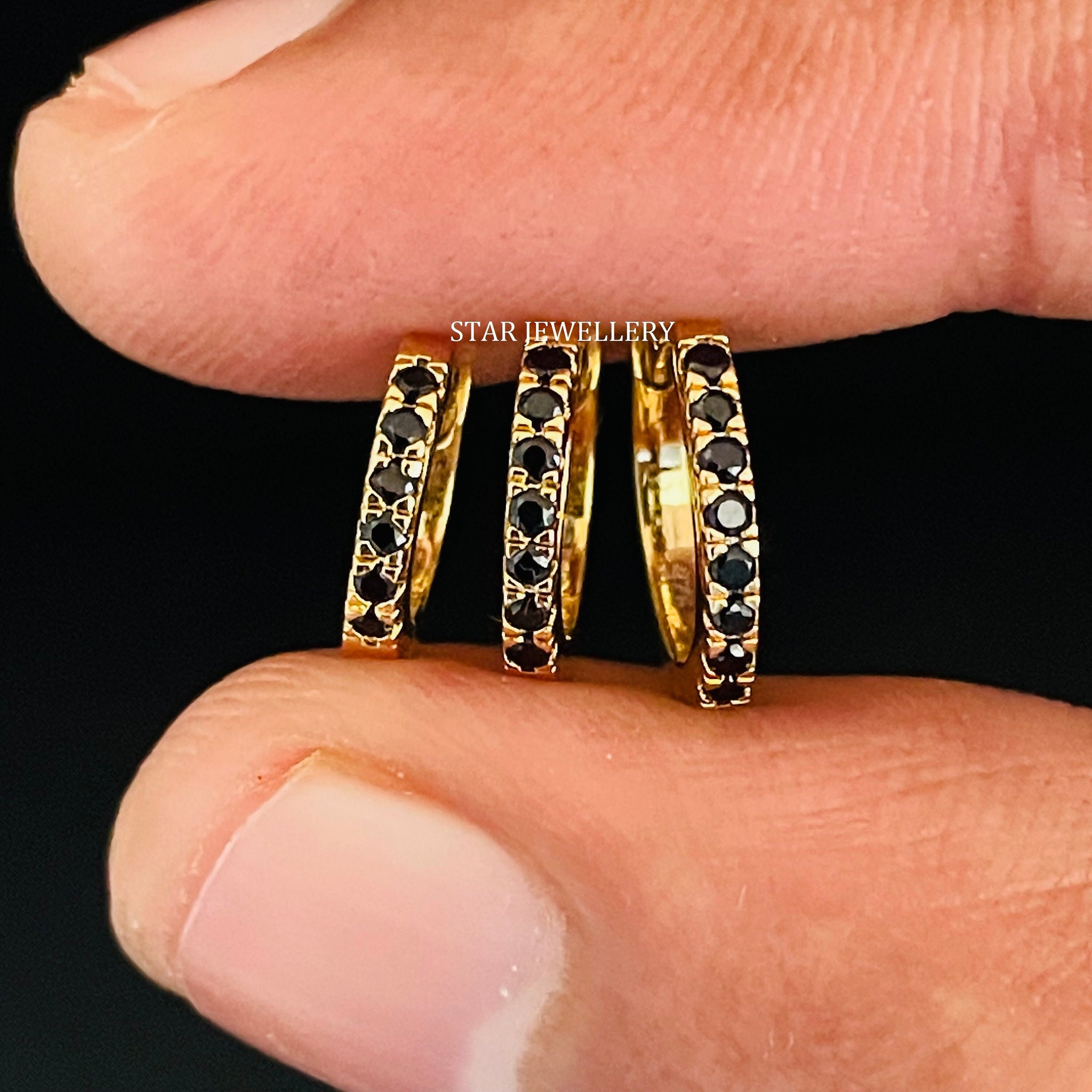 Natural Black Diamond Clicker Hoop Ring
