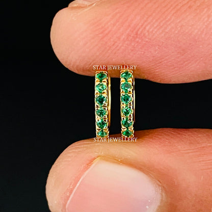 6 - 12 mm Solid Gold CZ Colored Diamond Hoop Ring