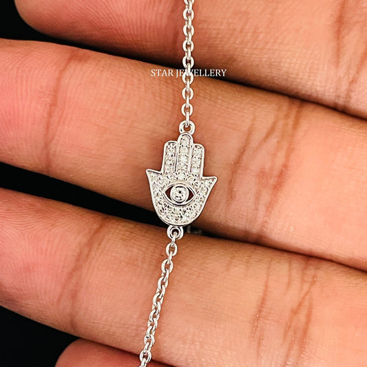 Solid Gold Natural Diamond Hamsa Bracelet
