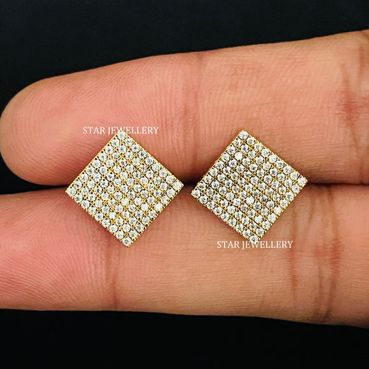 Unisex Pave Diamond  Set Square Earrings