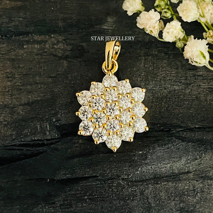 925 Sterling Silver VVS Moissanite Cluster Pendant