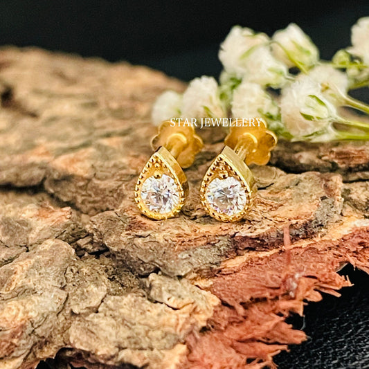 Genuine Diamond Mono Stone Pear Stud for Nose & Ear piercing