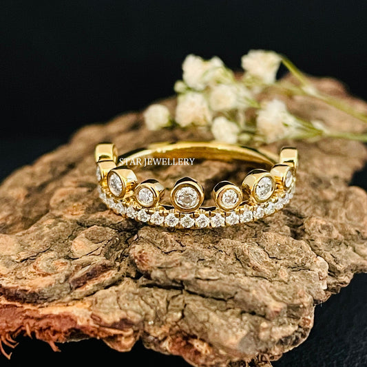 Bezel Set Natural Diamond Stable Ring with 14K Solid Gold