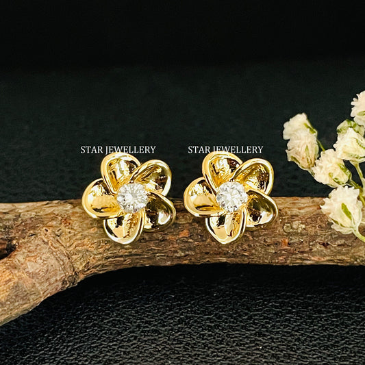 14K Solid Gold Curved Flower Piercing for Helix, High lobe, Conch, Auricle, Tragus