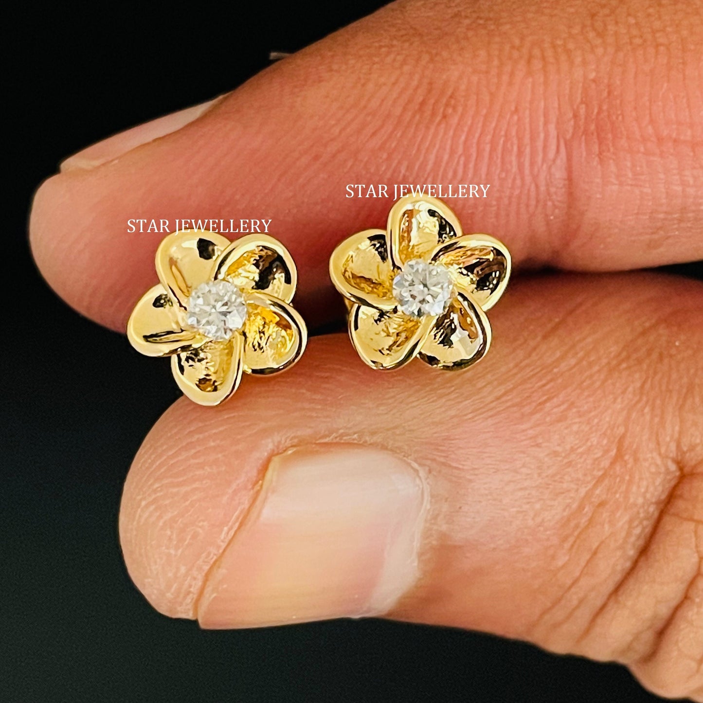 14K Solid Gold Curved Flower Piercing for Helix, High lobe, Conch, Auricle, Tragus