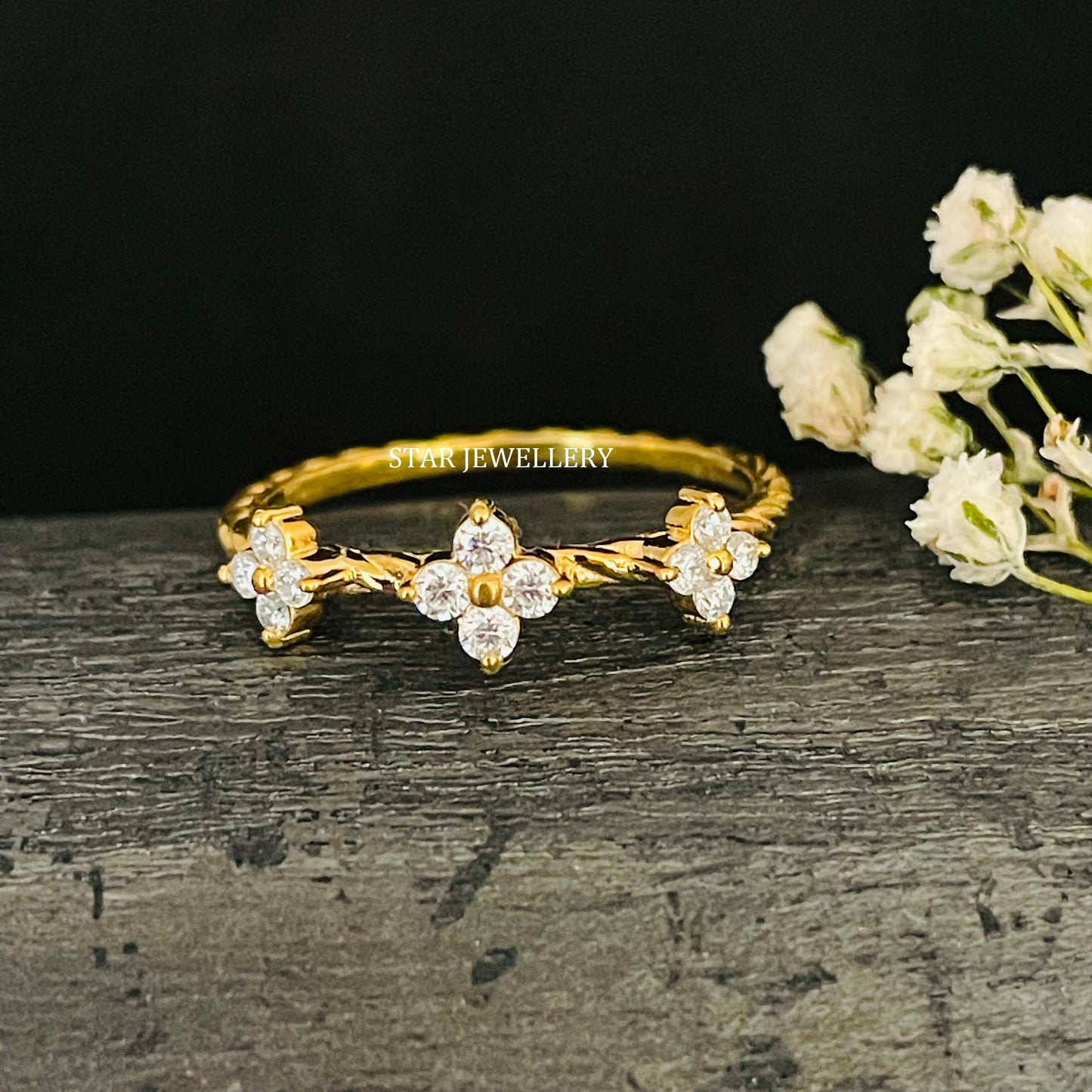 Four Stone Prong Set 14K Gold Ring