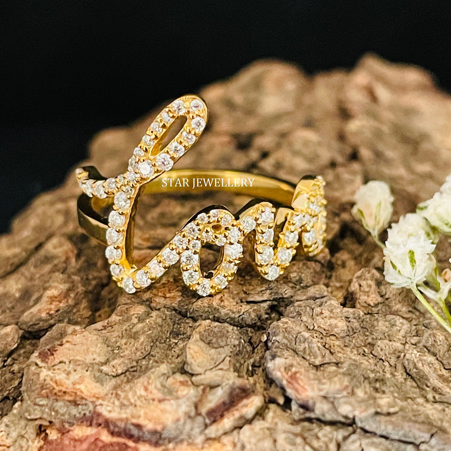 Natural Diamond LOVE Ring