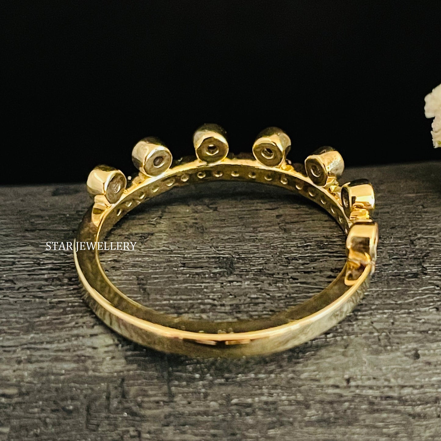 Multi Stone Bezel Set Natural Diamond 14K Gold Ring