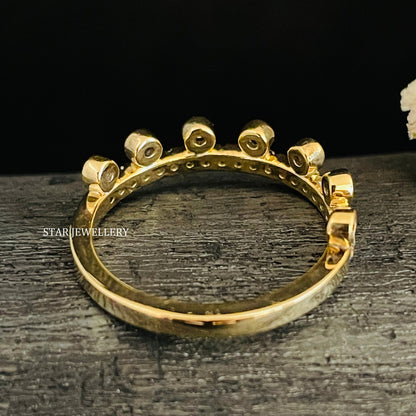 Multi Stone Bezel Set Natural Diamond 14K Gold Ring