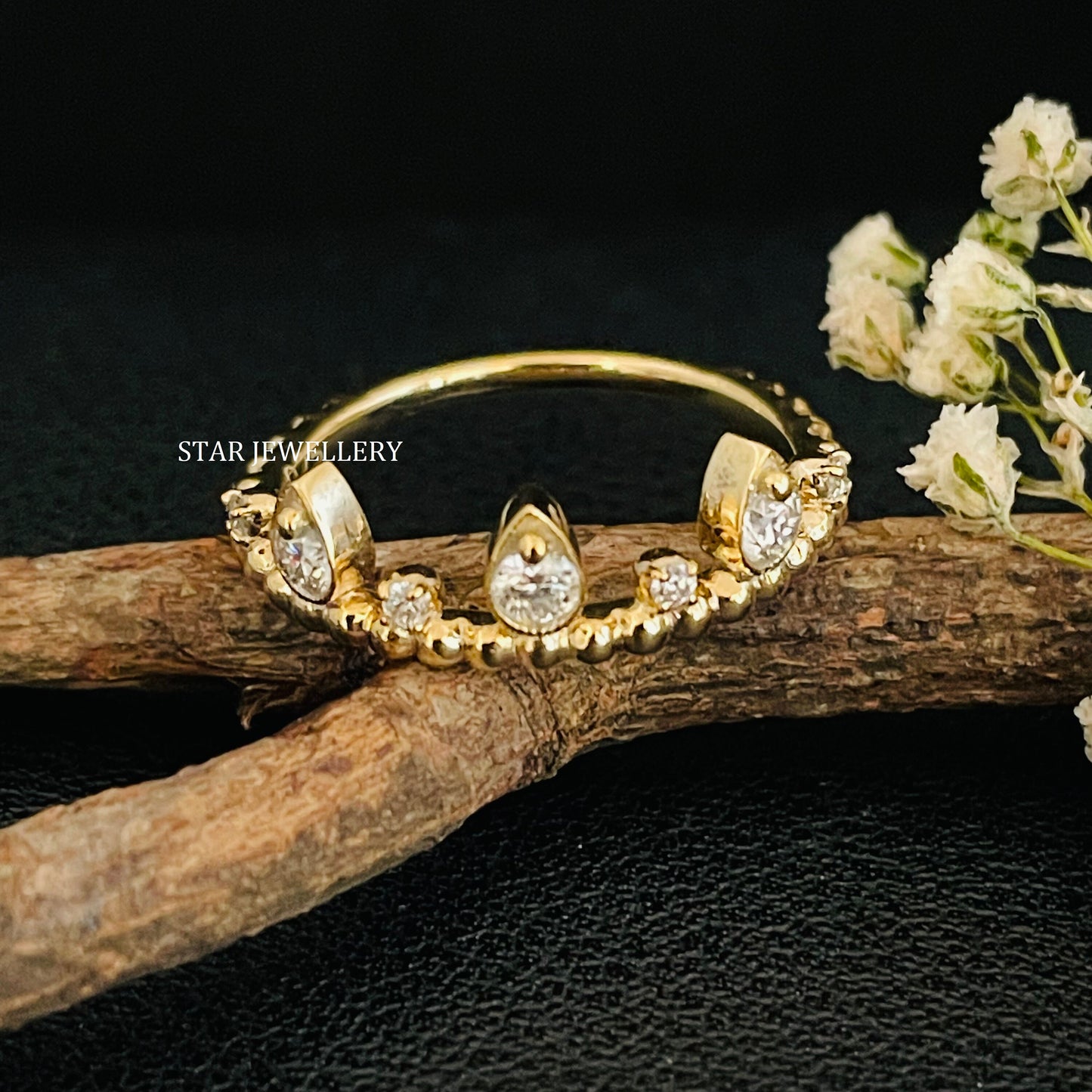 14K Solid Gold Stackable Natural Diamond Wedding Ring