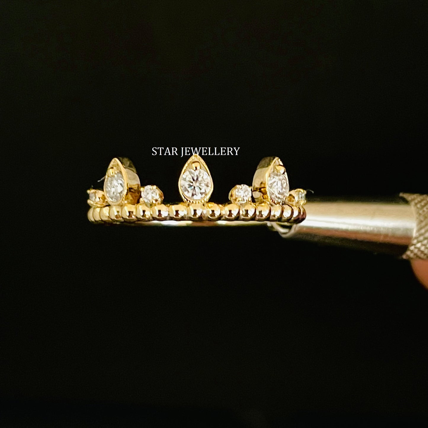 14K Solid Gold Stackable Natural Diamond Wedding Ring