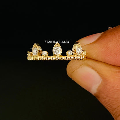 14K Solid Gold Stackable Natural Diamond Wedding Ring