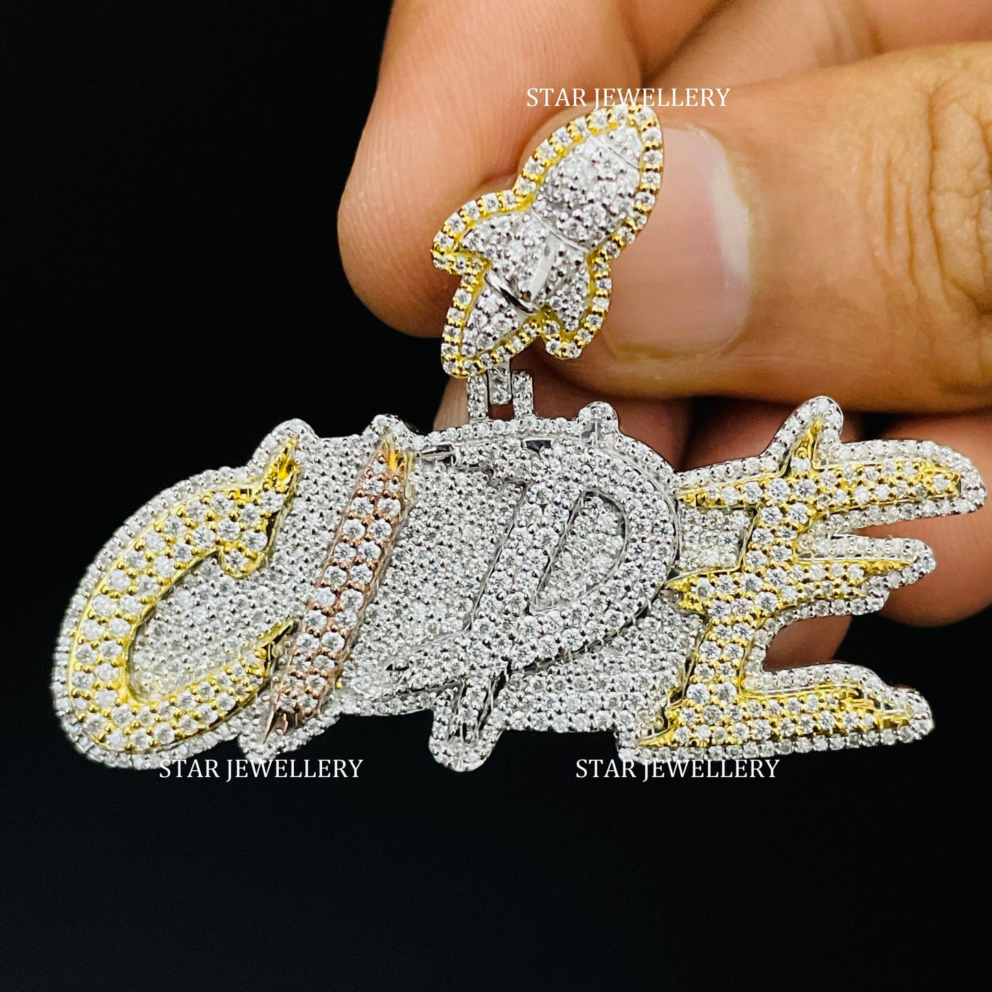 VVS Moissanite Pendant with Custom Rocket Bail
