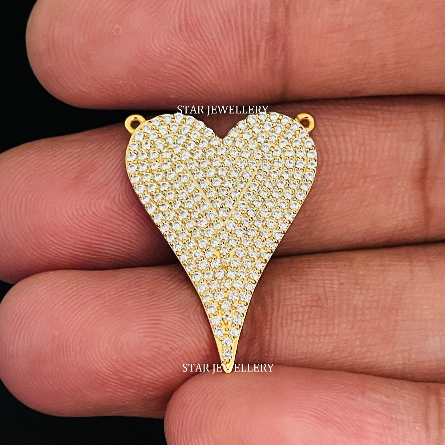 Elongated Heart Diamond Necklace with 14K Gold