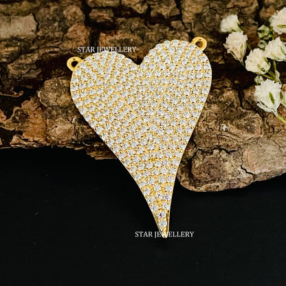 Elongated Heart Diamond Necklace with 14K Gold