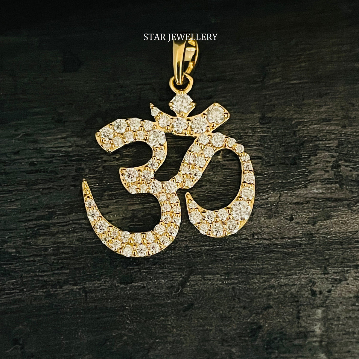 10K Solid Gold OM Pendant with Natural or Lab Grown Diamonds