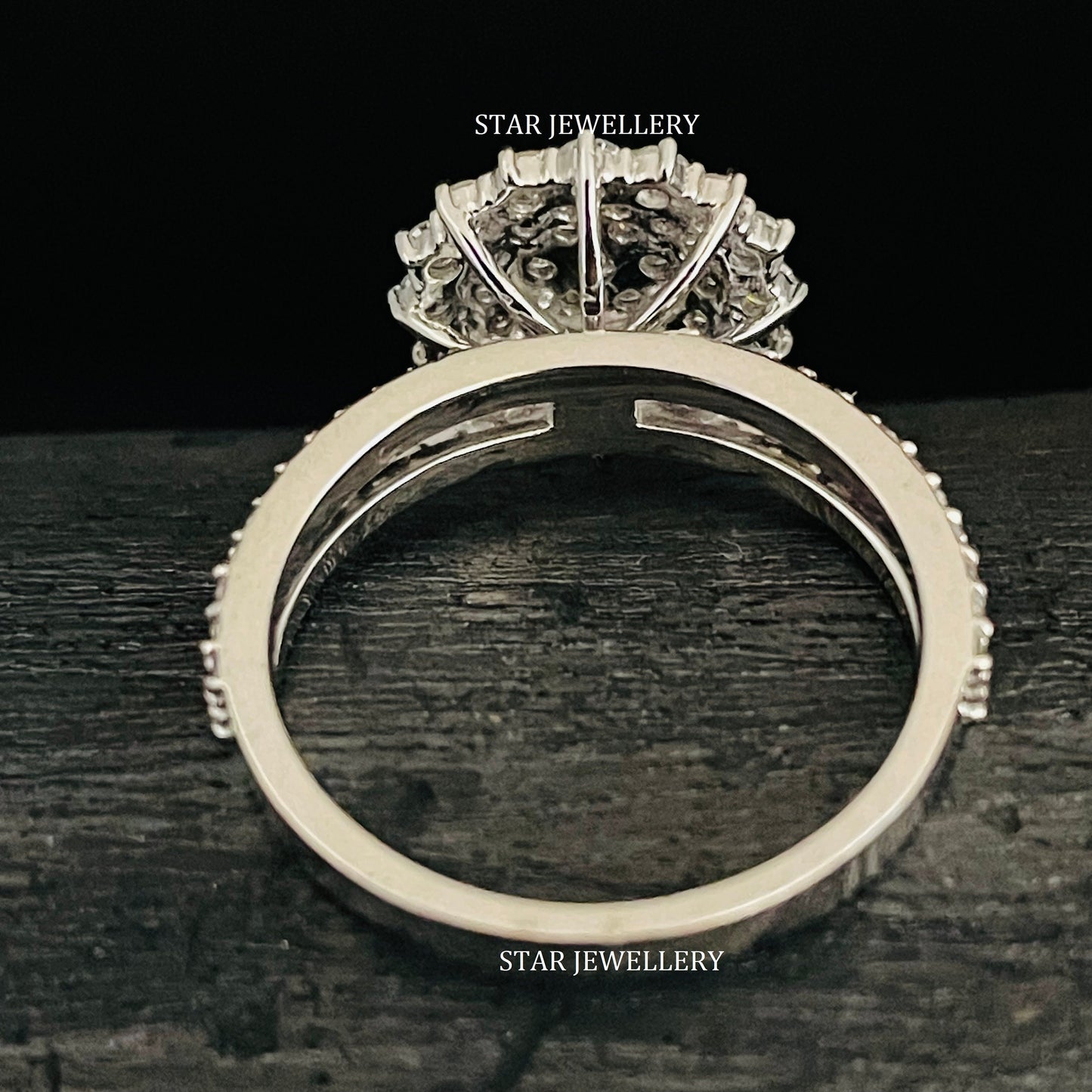 1.0 Ct Natural Diamond Cluster Double Halo Engagement Ring