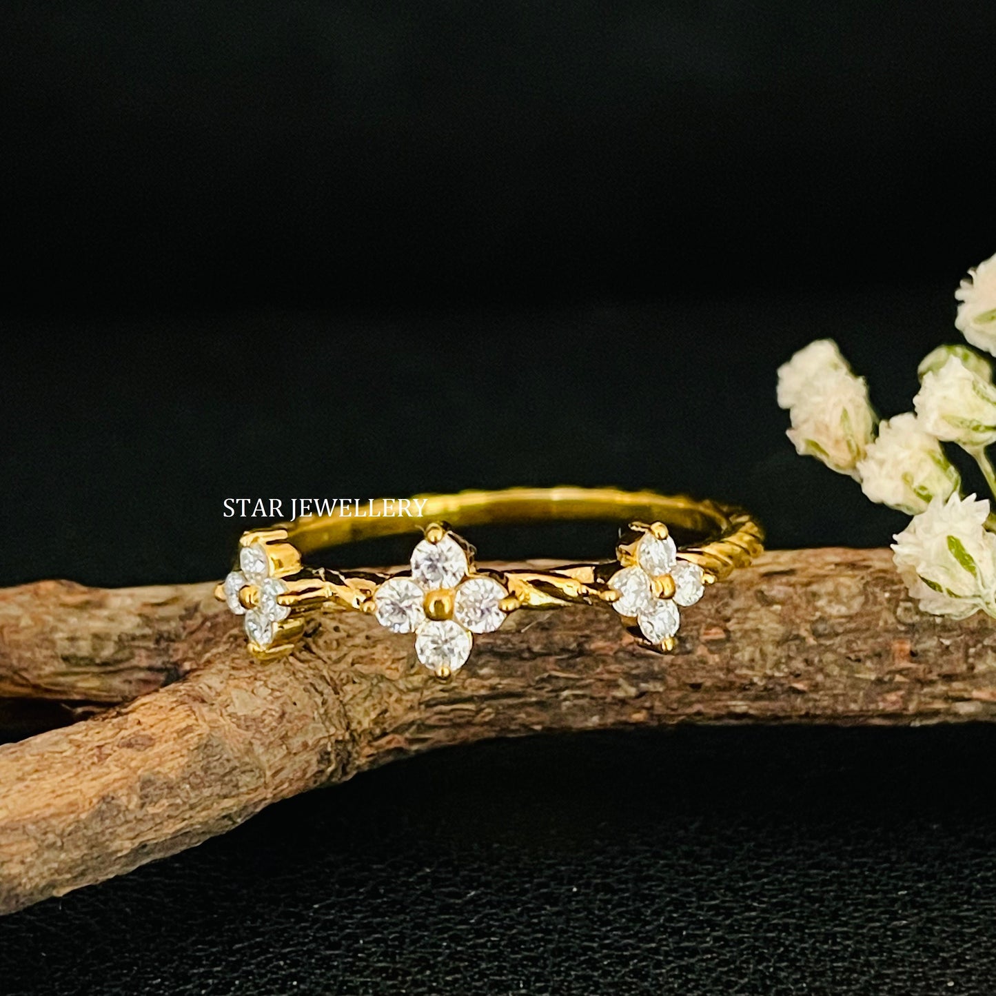 Four Stone Prong Set 14K Gold Ring
