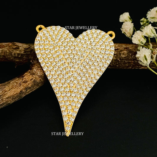 Elongated Heart Diamond Necklace with 14K Gold