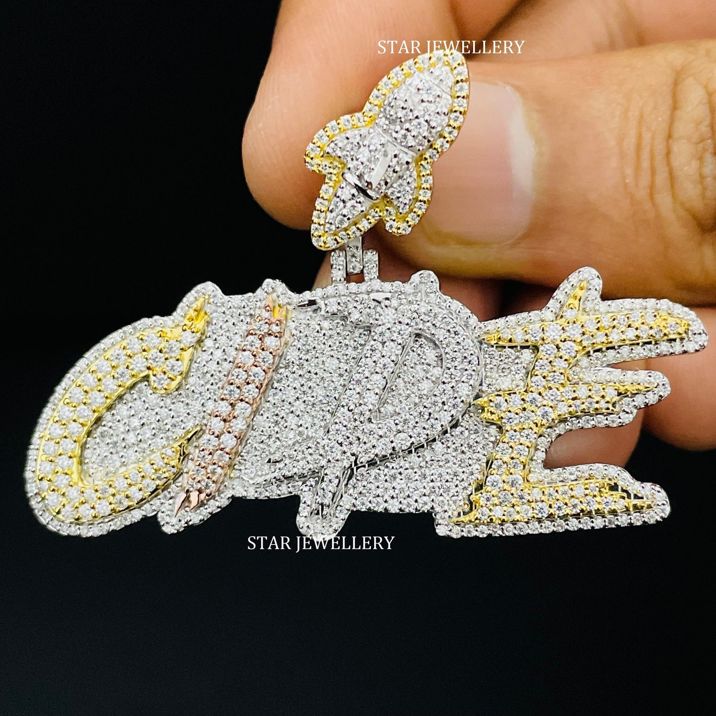 VVS Moissanite Pendant with Custom Rocket Bail