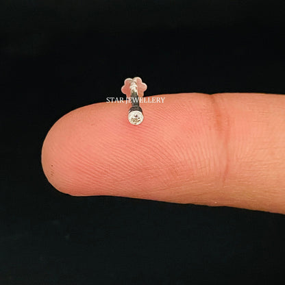 Solid Gold Invisible Set Diamond Stud Earring