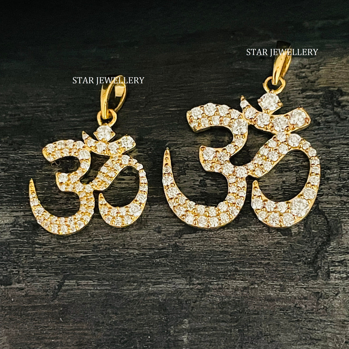 10K Solid Gold OM Pendant with Natural or Lab Grown Diamonds