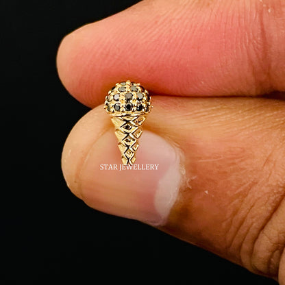 Ice Cream Cone Natural Black Diamond Piercing