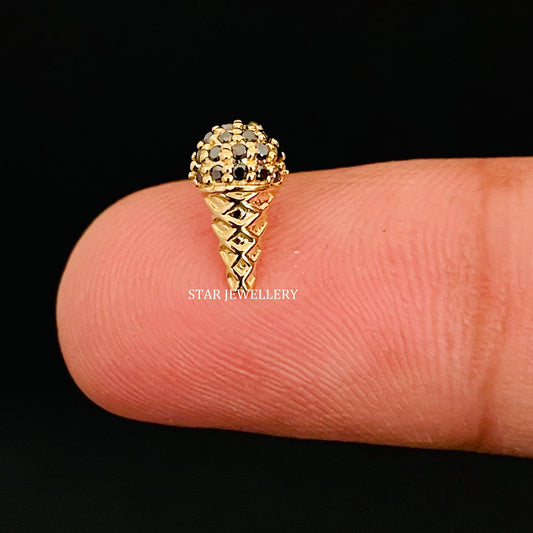 Ice Cream Cone Natural Black Diamond Piercing