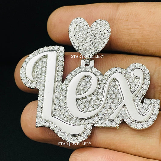 Custom Letter Name VVS Moissanite Icedout Pendant