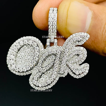 Custom Letter Name VVS Moissanite Icedout Pendant
