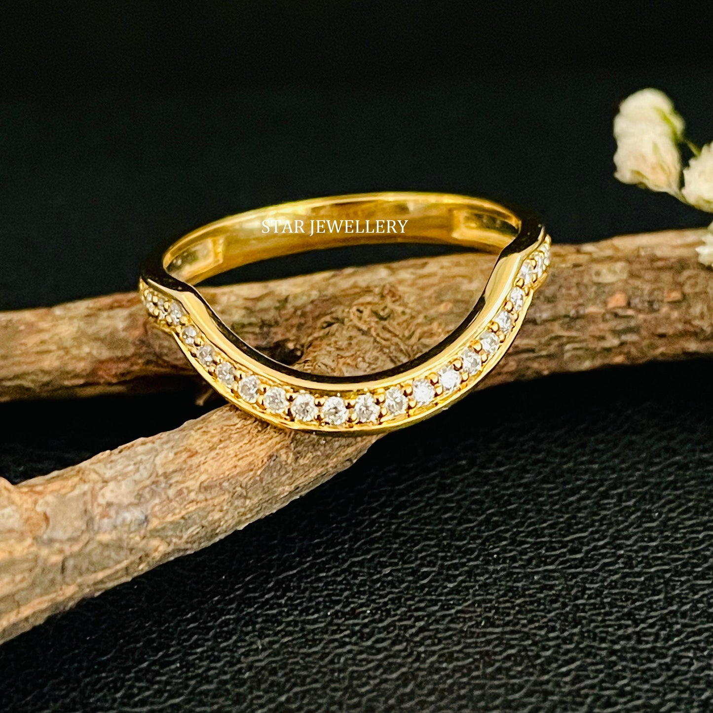14K Solid Gold Natural Diamond Matching Band Ring