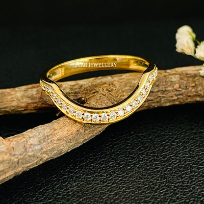 14K Solid Gold Natural Diamond Matching Band Ring