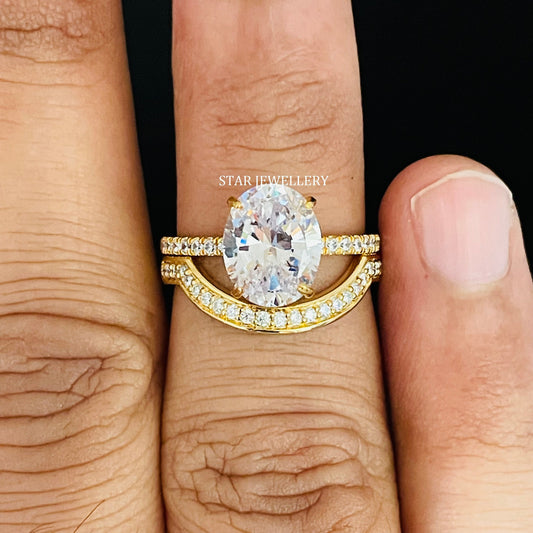 14K Solid Gold Natural Diamond Matching Band Ring
