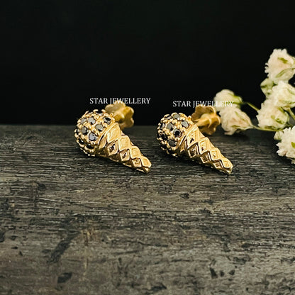 Ice Cream Cone Natural Black Diamond Piercing
