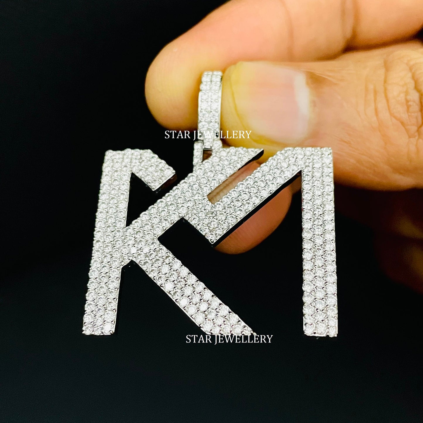Custom Two Letter Moissanite Icedout Pendant