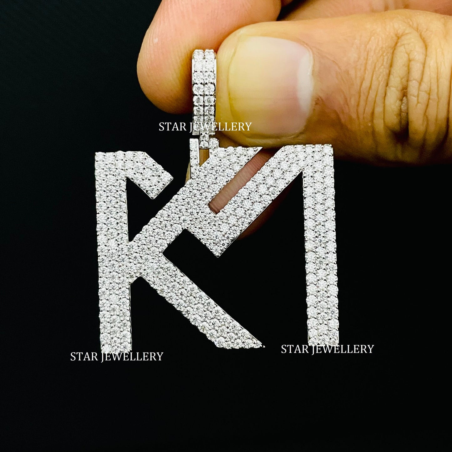 Custom Two Letter Moissanite Icedout Pendant
