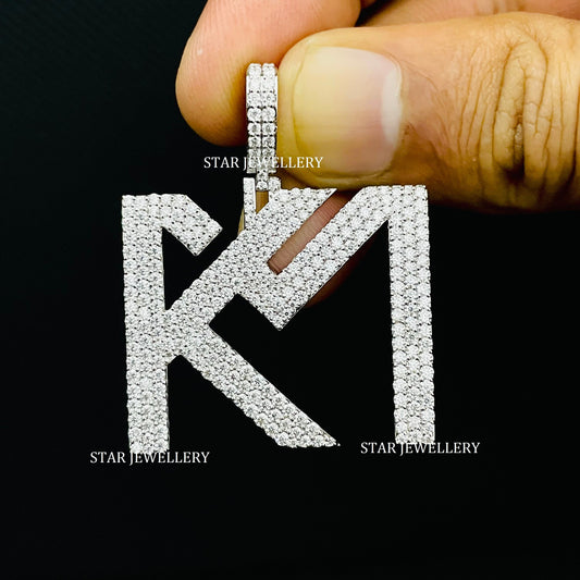 Custom Two Letter Moissanite Icedout Pendant