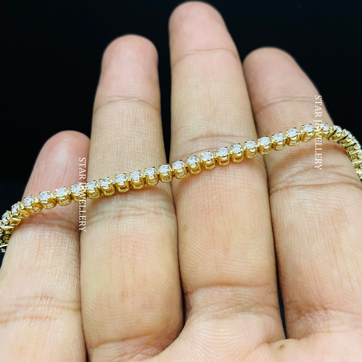 2 mm Natural Diamond Solid Gold Tennis Bracelet