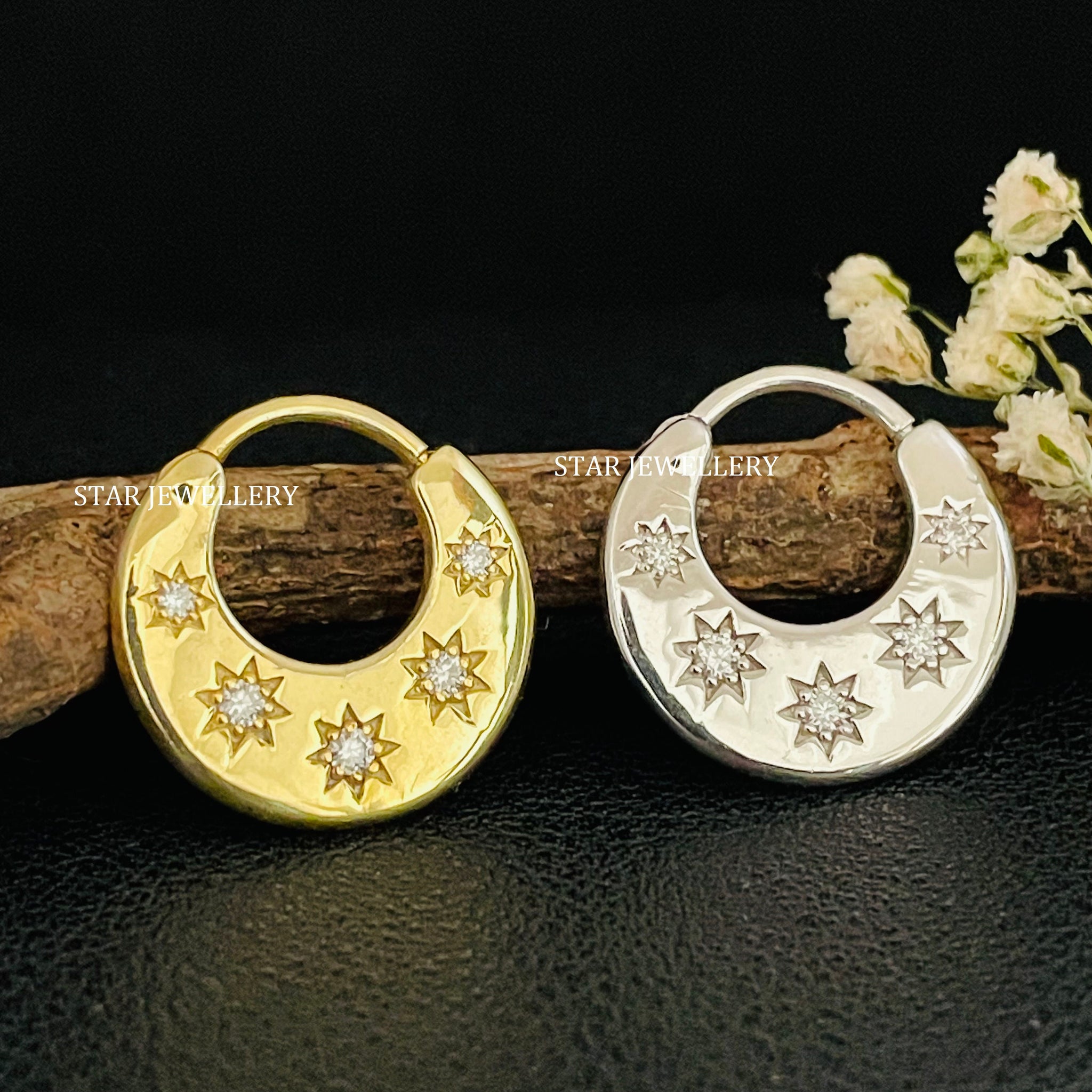 Natural Diamond Crescent Septum Piercing