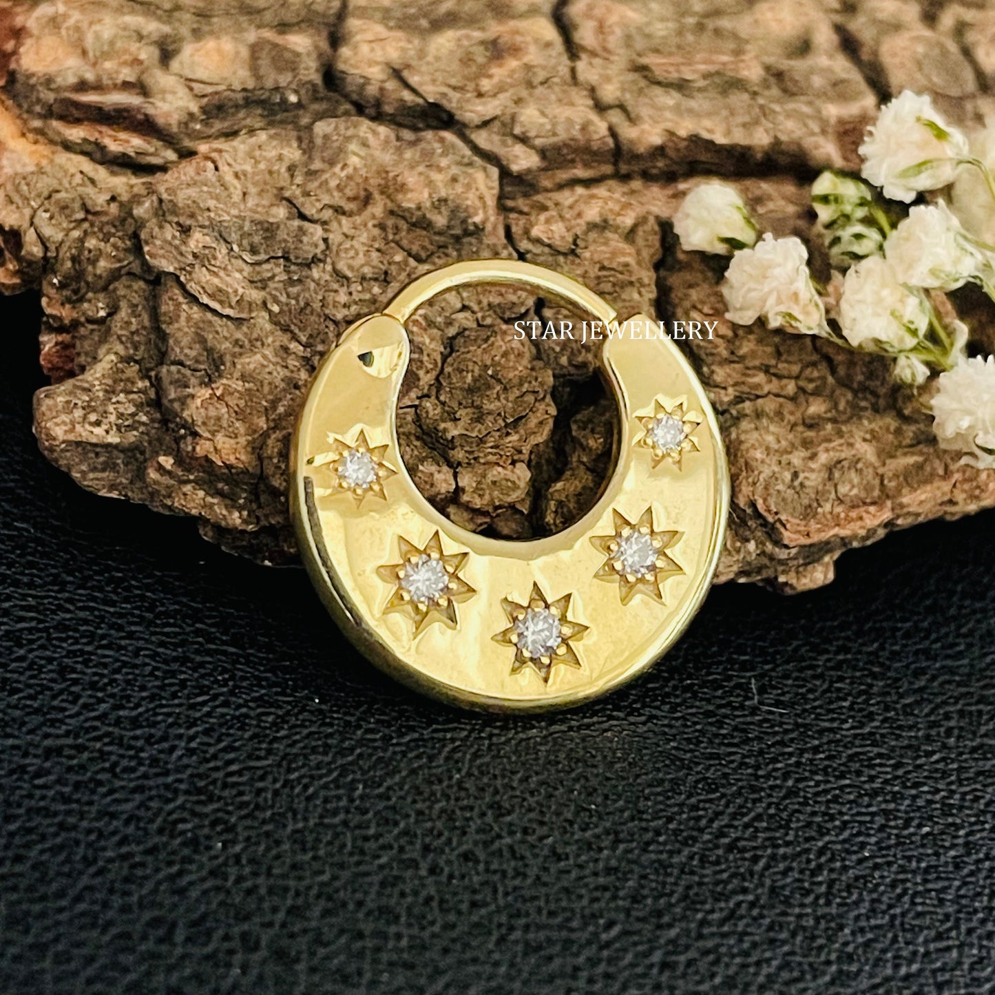 Natural Diamond Crescent Septum Piercing