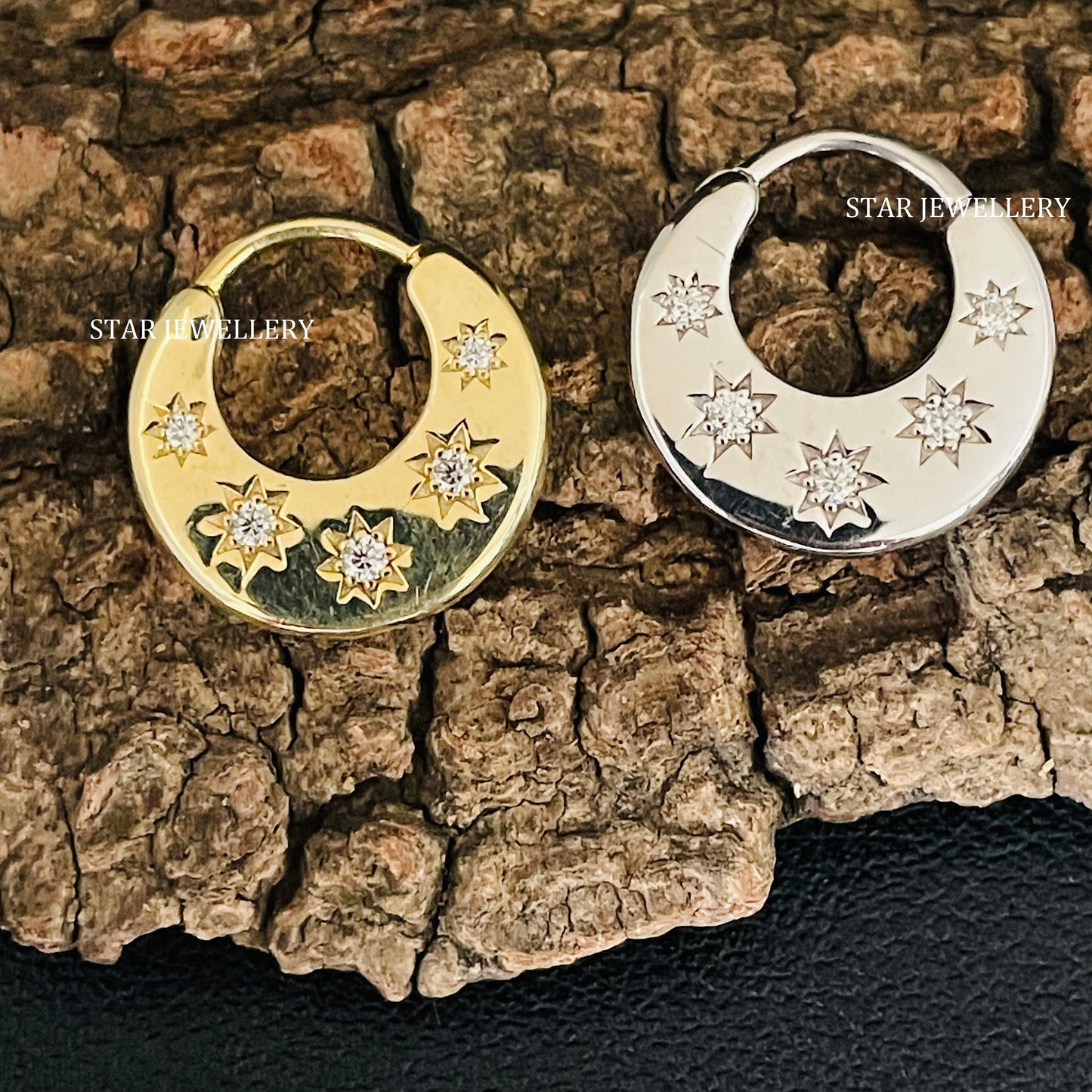 Natural Diamond Crescent Septum Piercing