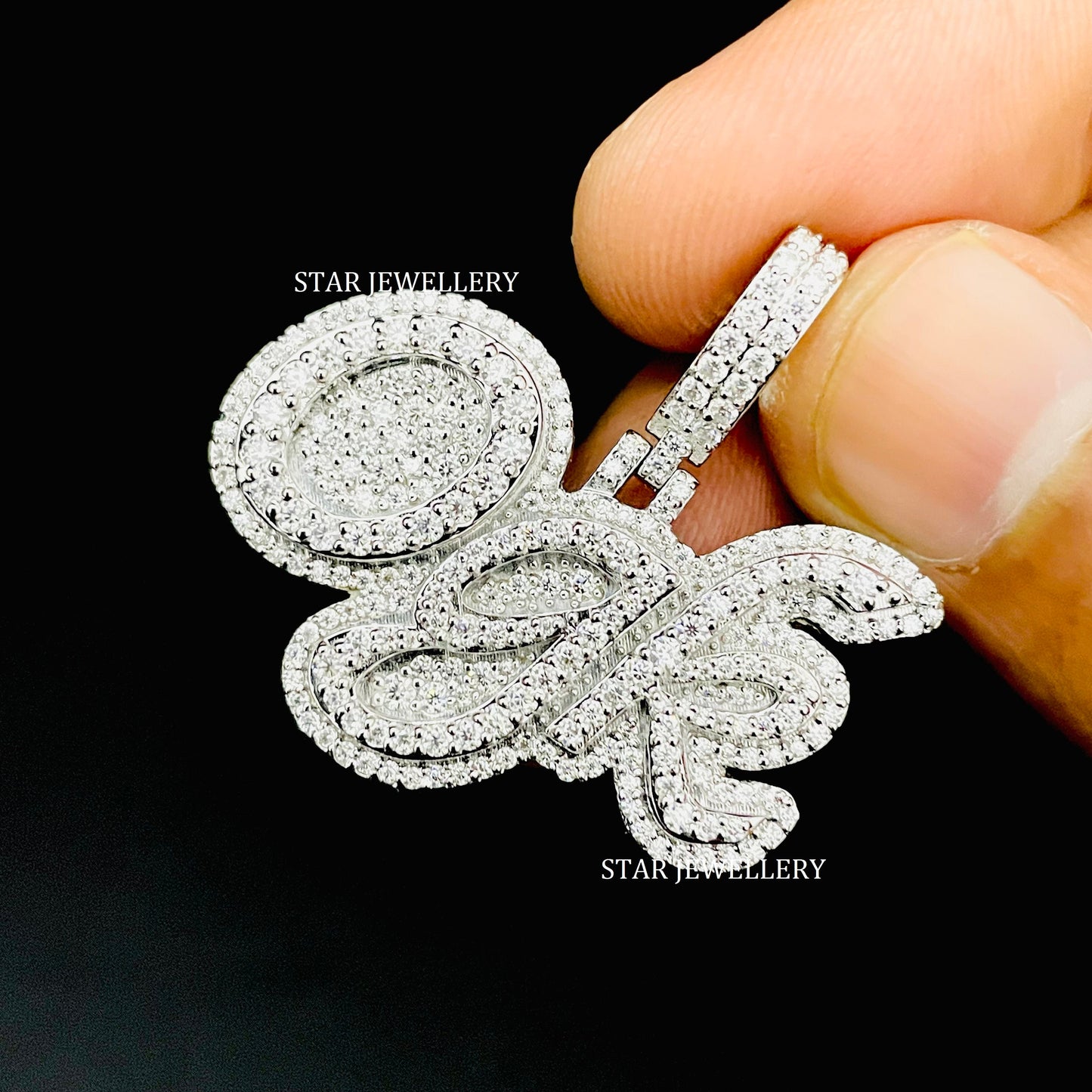 Custom Letter Name VVS Moissanite Icedout Pendant
