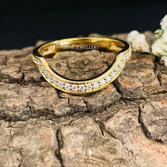 14K Solid Gold Natural Diamond Matching Band Ring