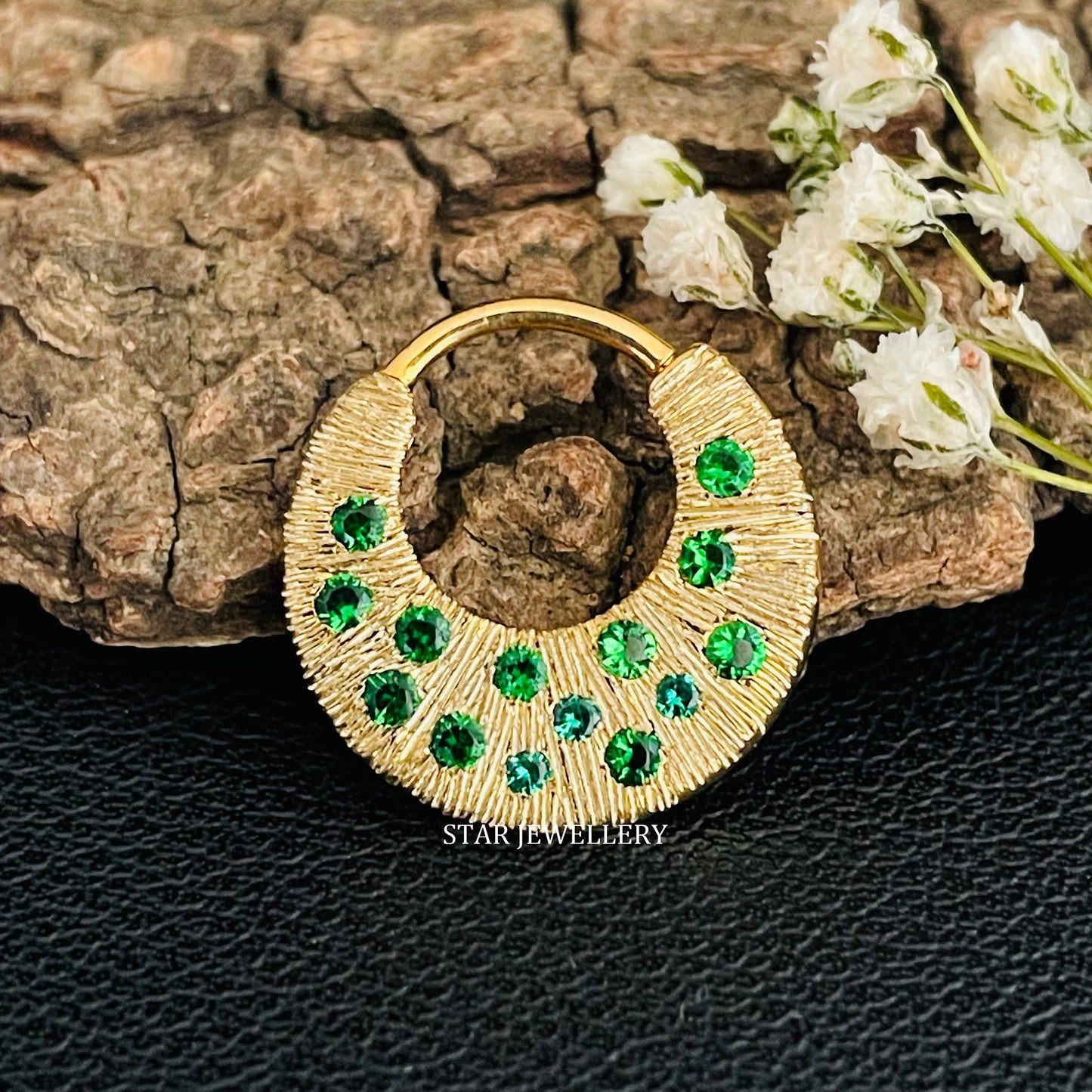 14K Solid Gold Crescent Septum Piercing
